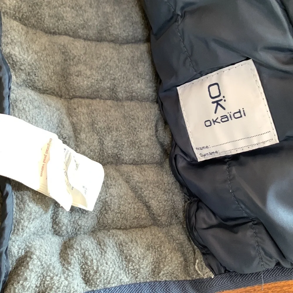Okaidi Puffer Vest Kids Blue Zip Front Fleece Lined Coat Size 4 Years Unisex